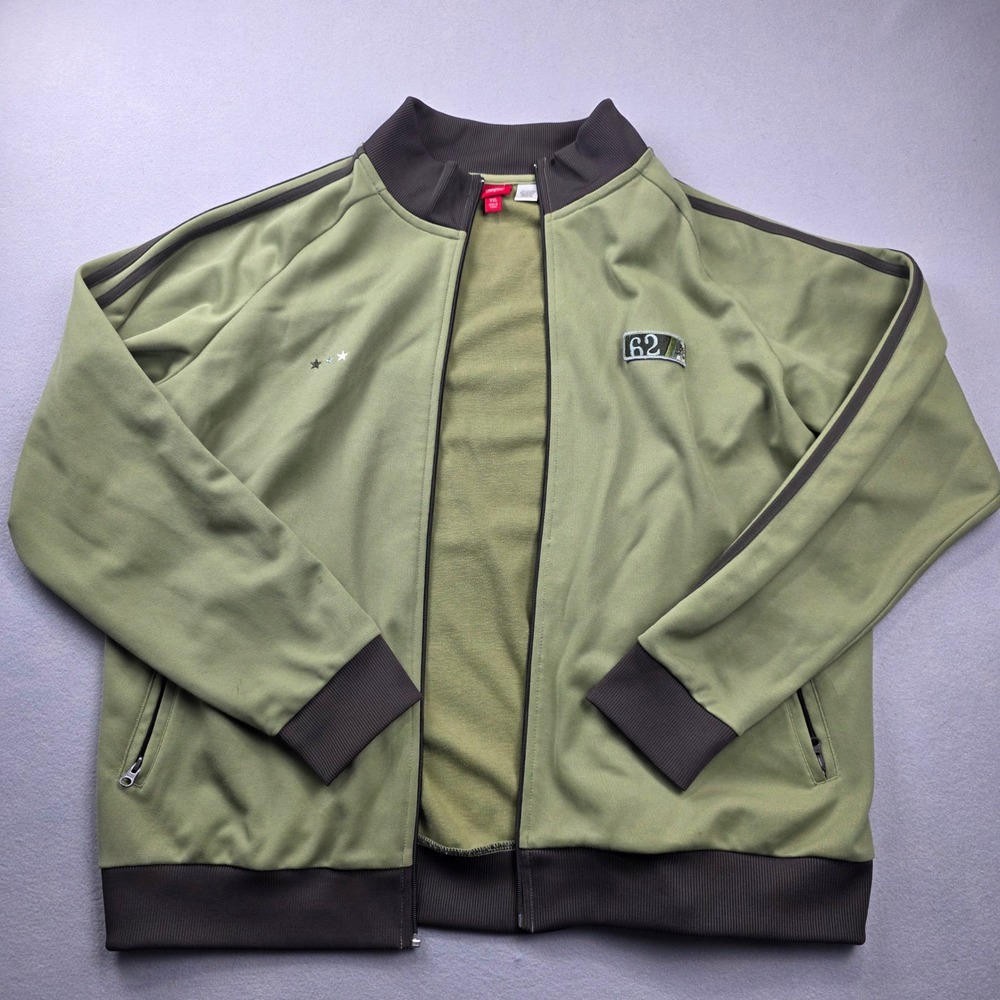 Mossimo Mens Track Jacket XXL Broken Zipper Olive Green Star Patch 62 VN3681882